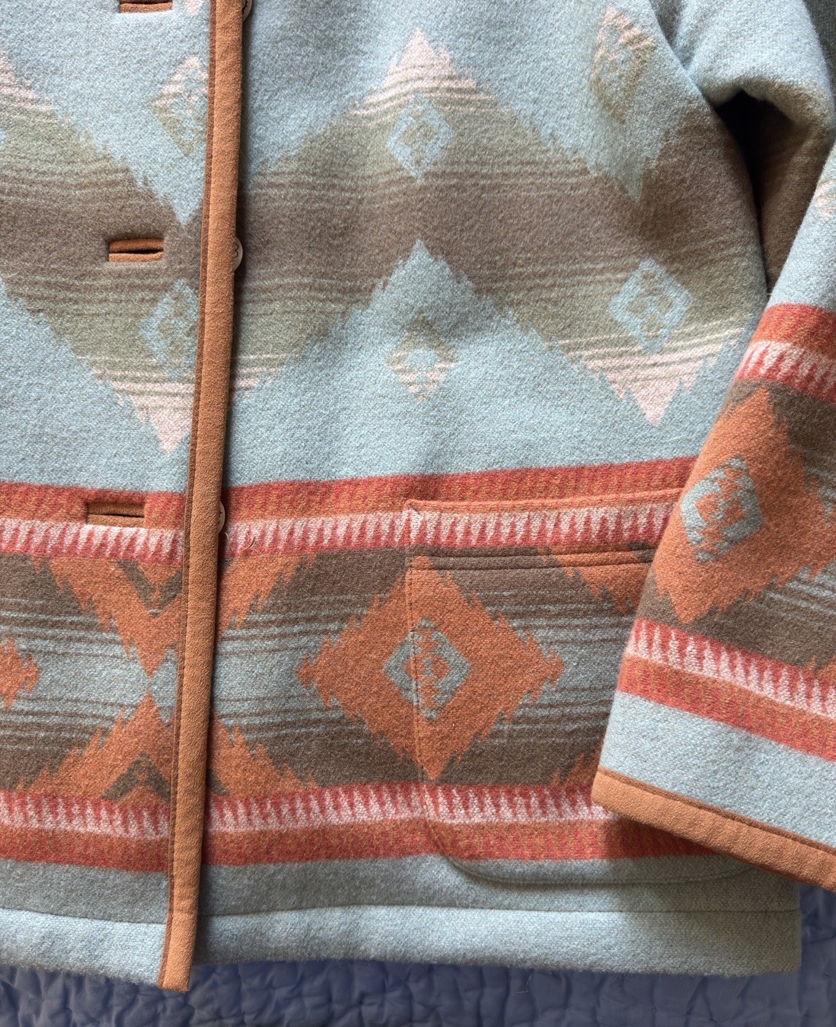 Pendleton Vintage Wool Jacket Lined Southwest Pat… - image 11