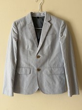 J Crew Crewcuts Ludlow Blazer Boys Chambray Light Blue Cotton 2-Button SZ 12