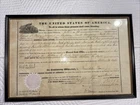 Original 1855 Franklin Pierce Land Grant Certificate Framed 18.5x10.5 With Seal