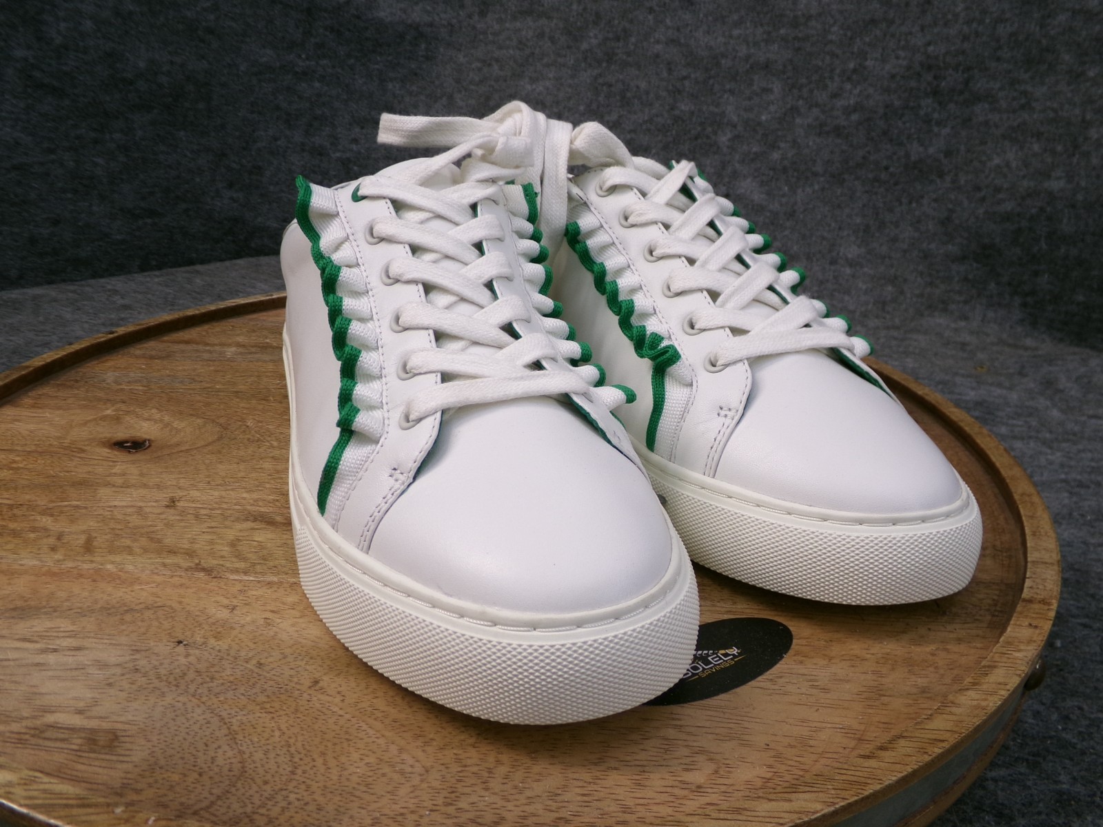 Tory Burch Sport Ruffle Sneakers Women's Size 10 M White Green Leather Shoes thumbnail 2