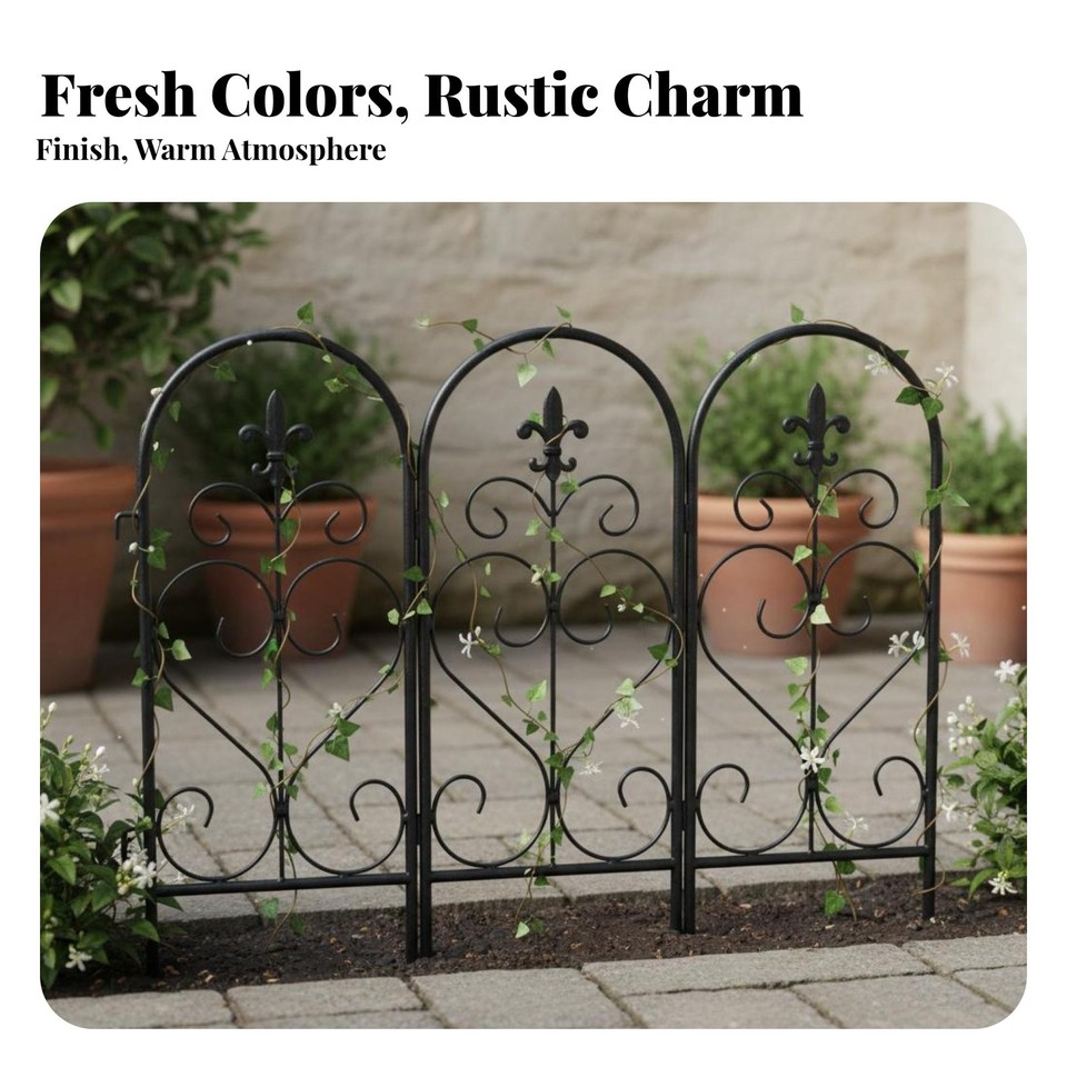 Wrought Iron Design Border Fence Weather Resistant Decorative Metal ...