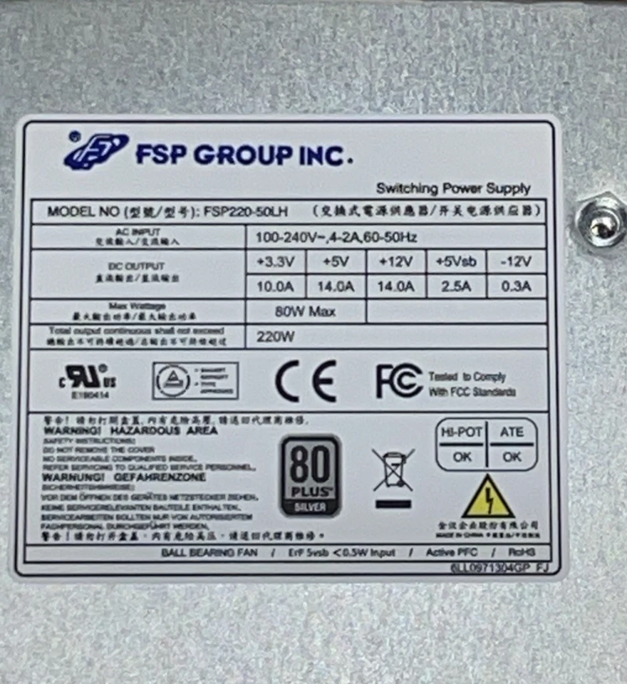 FSP Group Netzteil FSP220-50LH 80 Plus Silver 220W P/N:9PA2202107 - Bild 4 von 4