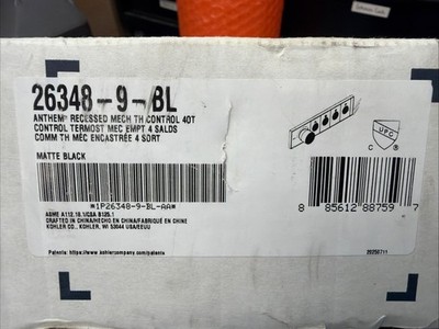 Kohler Anthem K-26348-9-BL 4 Func Thermostatic Valve Trim Shower Matte Black NEW
