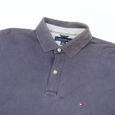 Tommy Hilfiger Men's Navy Blue Short Sleeve Polo Shirt Size Large Trim Fit