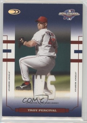 2004 Donruss World Series Blue WS Fabric Materials 17/102 Troy Percival 19wd
