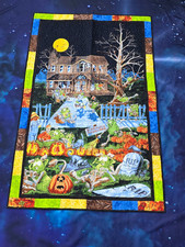 HANDMADE NEW QUILTED WALL HANGING OR LAP QUILT HALLOWEEN PUMPKINS MONSTERS