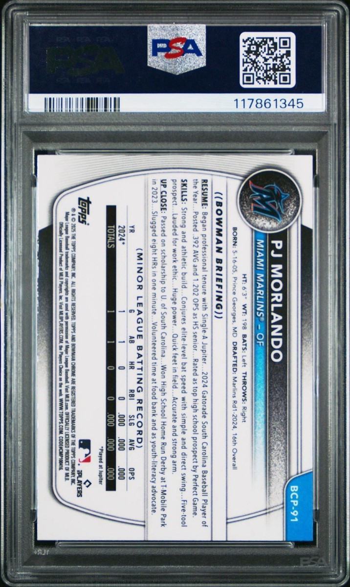 2025 Bowman - Chrome Prospects PJ Morlando #BCP-91 Lava