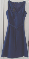 NEW TAG! TALBOTS 6P TEAL BLUE SLEEVELESS 76% COTTON & 24% SILK w/ TIE BELT DRESS