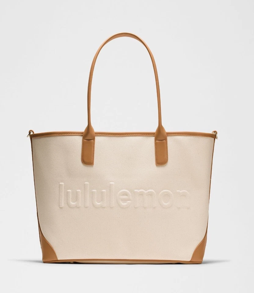LULULEMON CLASSIC CANVAS TOTE BAG 16L NATURAL/BROWN NWT - Image 2 of 4