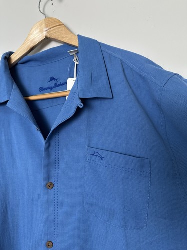 Tommy Bahama Shirt Men 2XL Silk Blue Coastal Breeze Check IslandZone Camp Shirt - Picture 2 of 9