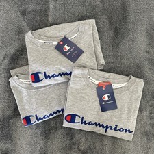 Champion Womens Gray Classic Jersey Script Logo T-Shirt Brand New