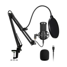 Condenser Microphone,PC Computer Podcast USB Condenser Microphone Cardioid Me...
