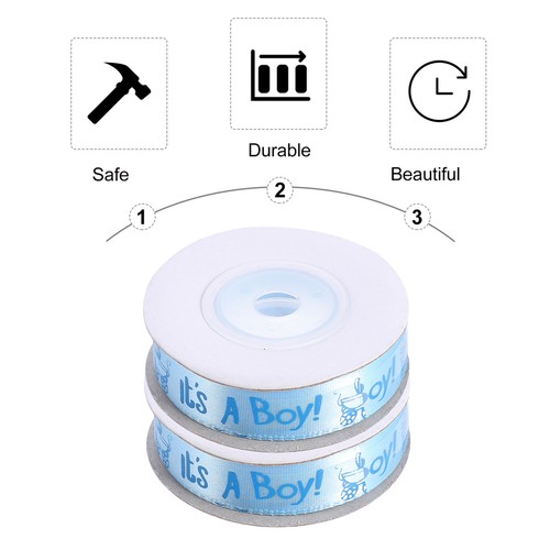 2 Roll Boy's Birthday Ribbon Baby Gift Wrapper Wrapping Accessory - Picture 8 of 12