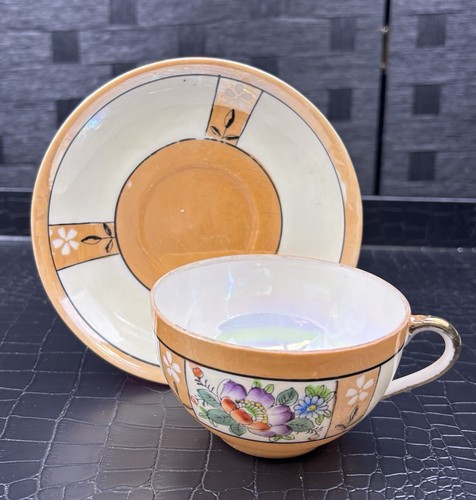Vintage Set of 3-Hand Painted Tea Cup and Saucer Japanese Flowers - Picture 6 of 10