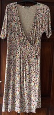M&S Classic Cream Mix Midi Dress UK 12 Wrap V-neck Floral