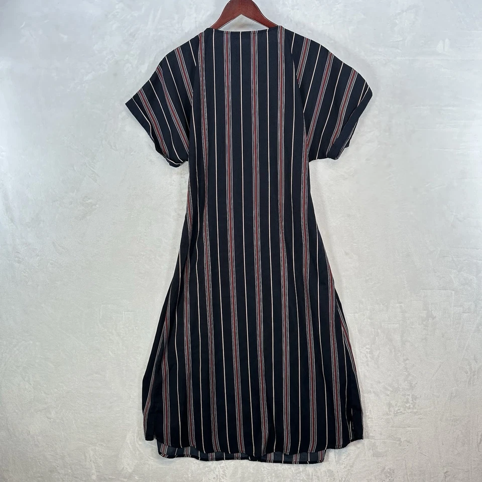 Vestido Ark & Co Anthropologie Mujer Grande Azul Marino Rayas Midi Manga Dolman Foto 3 de 4