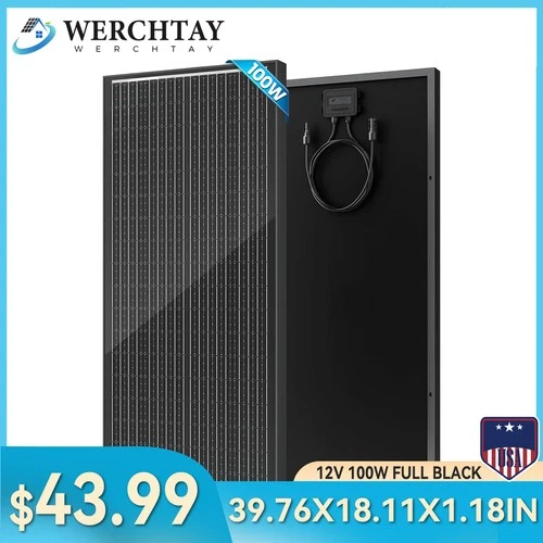 12V 100W Watt Monocrystalline Solar Panel RV Camping Home Off Grid Caravan Boat