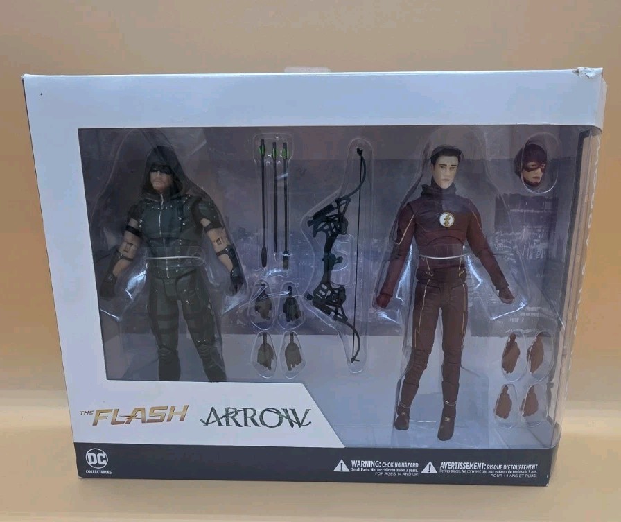 DC COLLECTIBLES TV THE FLASH & ARROW TOY FIGURE 2-PACK