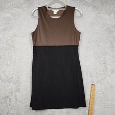 Vintage Express Tricot Dress Womens 9 10 Brown Black Colorblock Preppy Office