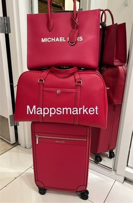 MICHAEL KORS Small Travel Suitcase, XL Weekender & Tote in Dk Raspberry 3Pc Set