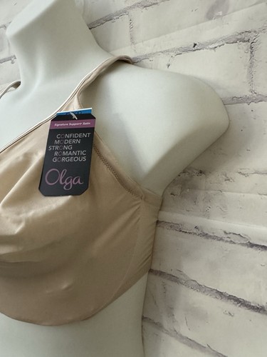 Olga Bra 42DDD Signature Support Satin Full Coverage Full Figure Beige 35002 - Picture 2 of 11