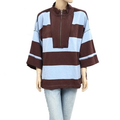 Free People We The Free Seaside Funnel Pullover Top Oversized Striped S 283933