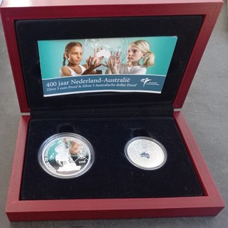 2006 Australia & The Netherlands 400 Years Pair of Silver 5€ and $5 Proof Coins