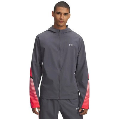 Under Armour Mens Velociti Storm Jacket, Small, Gray Castlerock Racer Red NWT