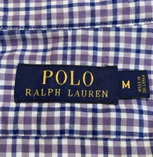 RALPH LAUREN POLO 100 Cotton Button Down Purple/Blue Checks Medium