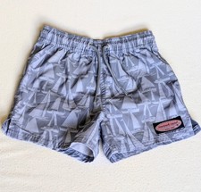 Vineyard Vines Boys Yatch Chappy Swim Trunks Grey Blue Quick Dry SZ 4T