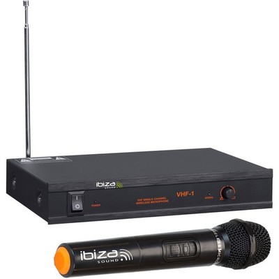 IBIZA VHF1A 1-KANAL FUNKMIKROFONSYSTEM HANDMIKROFON EVENT GESANG KARAOKE DJ
