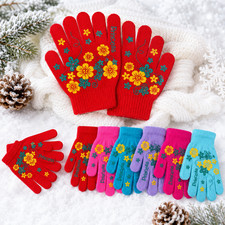 6-12 Pirs Womens Floral Knit Winter Gloves So...