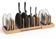 Bamboo Pot Lid Organizer, Pots and Pans Organizer Inside Cabinet, Pot Lids ho...