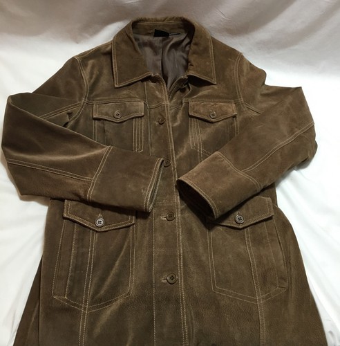 Vintage Boutique Europa Leather Trench Coat EVC Western Tombstone 90s Small - Picture 13 of 15