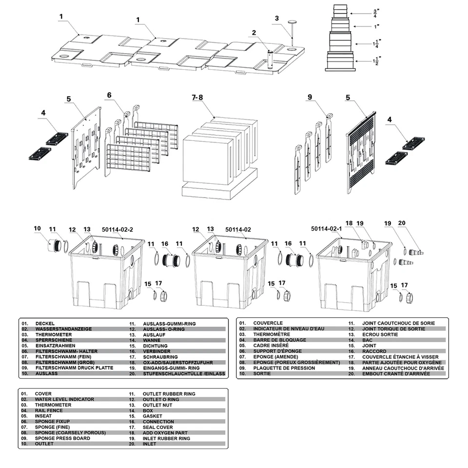 SunSun Bio CBF-350C Teichfilter 90000L Durchlauffilter Upgrade Set 2 Biofilter - Bild 2 von 2