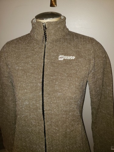 Orage poly wool blend brown zip front fleece lined jacket m ladies - Picture 2 of 8