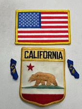 Lot Of 4 Patches 1 USA FLAG Patch +3 CALIFORNIA Patches (USA Travel Tourism)T079