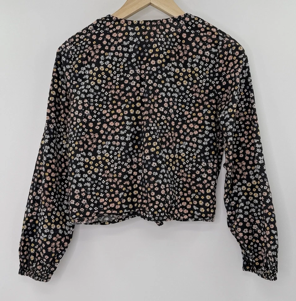 H&M Girl’s Floral Elastic Cuff Sleeve Tie Front Button Blouse Size 18 - Image 2 of 4
