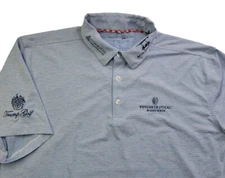 Tour Issue Benny Taylor Men Trump Golf Bioscience Polo Shirt L Blue White Stripe