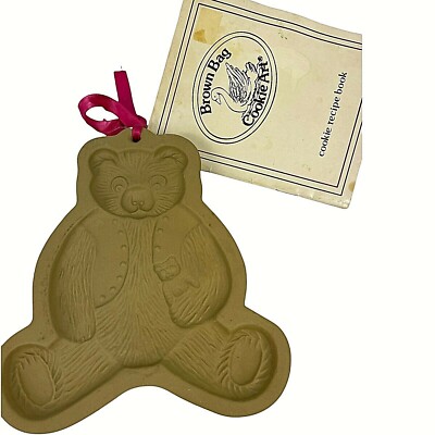Brown Bag Cookie Art Mold Teddy Bear 1984 Hill Design Christmas Stoneware Molds
