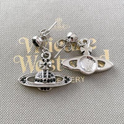 Vivienne Westwood Earrings Pierce Mini Bas relief Silver Black NO