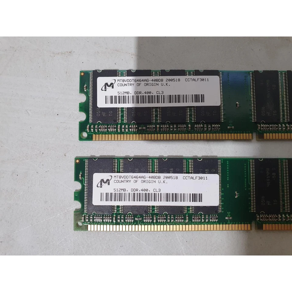 Lot of 2 Micron MT8VDDT6464AG-40BDB Memory DDR2 RAM (2 x 512MB) PC3200 2800MHz - Image 2 of 4