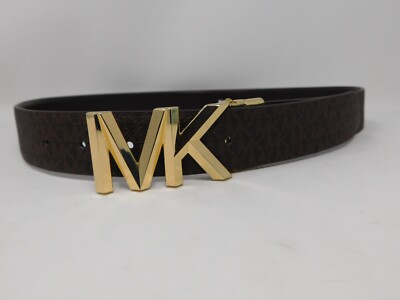 Michael Kors Women's Belt Monogram 1.25'' Reversible Leather Push Stud Fasten SM
