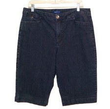 Bandolino Indigo Denim Skimmer Shorts YKK Metal Zipper Sz 14 Comfortable Stretch