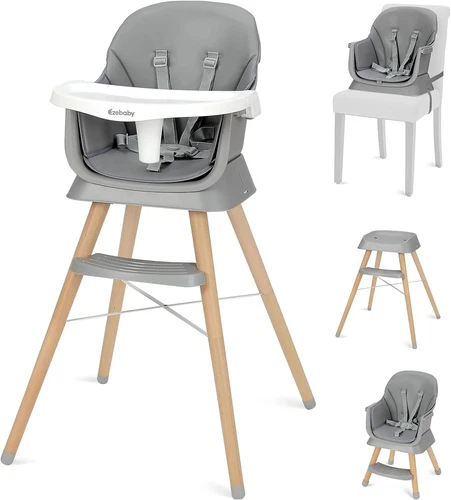Baby High Chair Convertible 6-in-1 with Adjustable Legs for Babies and Toddlers - Picture 4 of 30