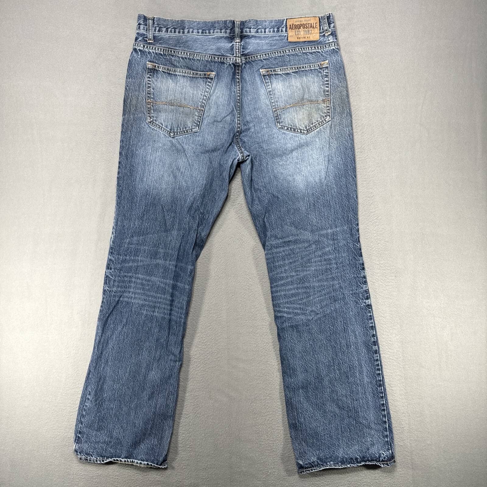 Aeropostale Jeans Mens 36x32* Blue Driggs Slim Bootcut Ameican Grunge Denim