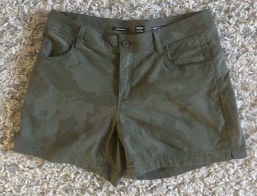 prAna Halle Shorts II Womens Size 10/05 Green Camo Standard Fit Hiking Outdoor