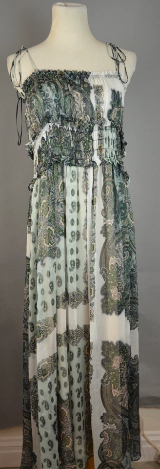 ZARA GREEN PATTERN MAXI DRESS SIZE S