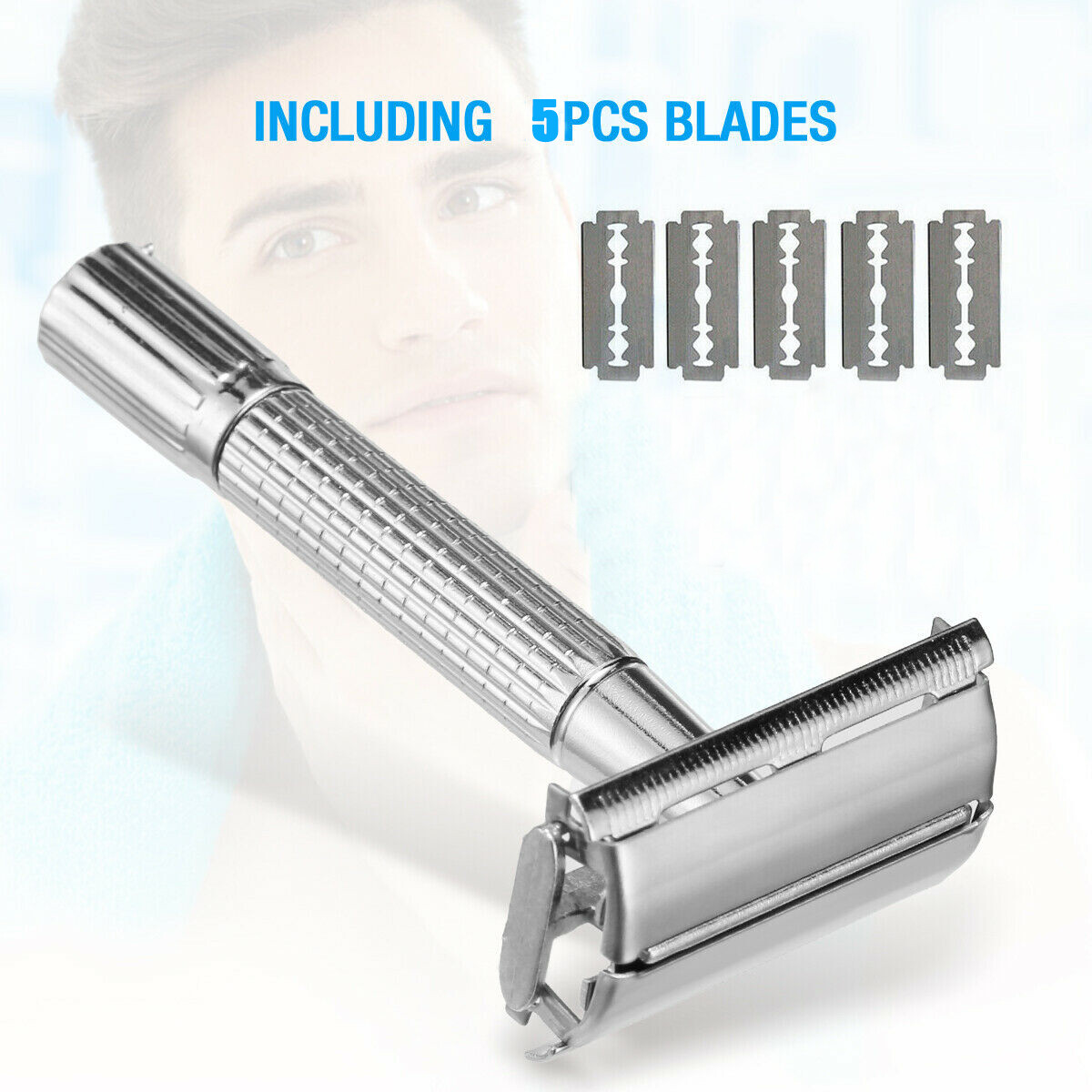 Classic Shaving Double Edge Safety Razor Vintage Shaver Safety 5 Blades For Men