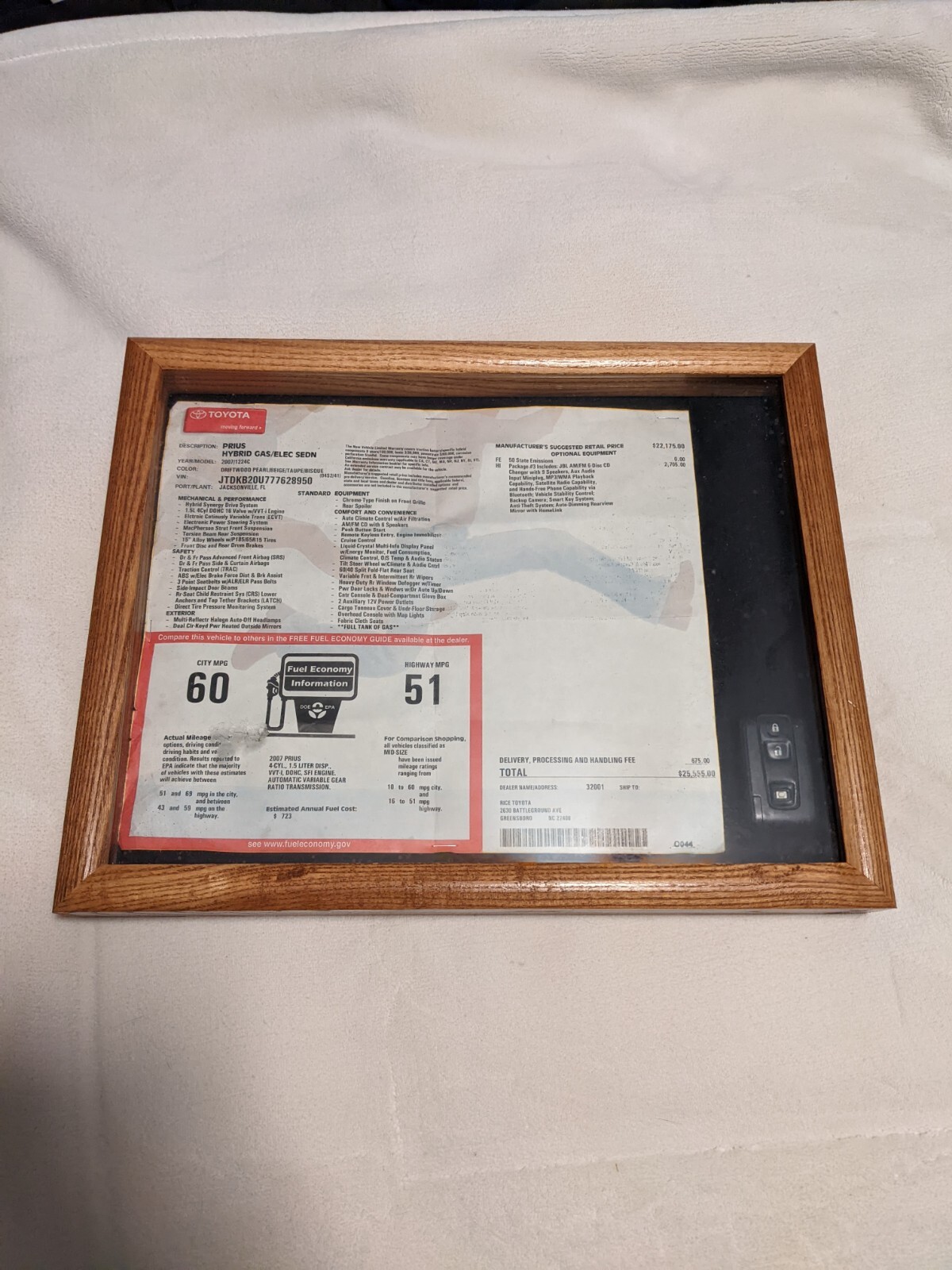 Toyota Prius Custom Handmade Wall Art